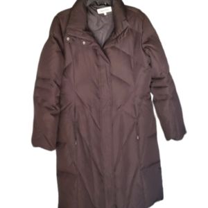 Calvin Klein Womans Winter Down Chocolate Puffer Maxi Coat Size‎ Large
